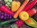 Colorful Paper Mache Fruit in a Basket Royalty Free Stock Photo