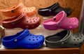 A photo of 6 Colors of Women's Crocs Royalty Free Stock Photo