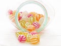 hard boiled sweets jar candy round stripes striped gob stopper gum chewing traditional shop Royalty Free Stock Photo
