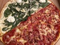 Combo Cheese and Spinach and Pepperoni Pizza Royalty Free Stock Photo