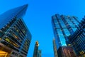 Photo of commercial office buildings exterior. Night view at bot Royalty Free Stock Photo