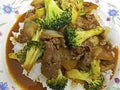 Chinese Food Broccoli and Beef Stir Fry With Rice Royalty Free Stock Photo