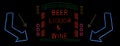 Photo Composite Neon Beer, Liquor and Wine Neon Sign Royalty Free Stock Photo