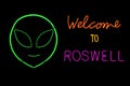 Photo Composite Welcome to Roswell Neon Sign With Alien