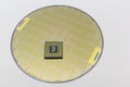 Photo of a Computer Chip CPU put on silicon wafer with microchip Royalty Free Stock Photo