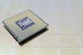 Photo of a Computer Chip CPU put on silicon wafer with microchip Royalty Free Stock Photo