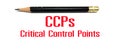 Photo concept of CCPs sign or symbol, Critical Control Points Royalty Free Stock Photo