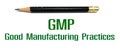 Photo concept of GMP sign or symbol, good manufacturing practice