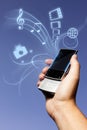 Photo concept of multimedia phone Royalty Free Stock Photo