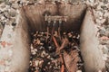 Photo of a concrete electricity and lightning grounding pit.