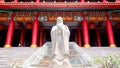 Confucius statue with chinese historic traditional architecture background Royalty Free Stock Photo