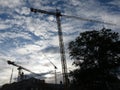 Construction Cranes at Sunset in Washington DC Royalty Free Stock Photo