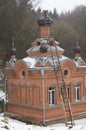 Building a new red brick orthodox church