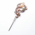 Elaborate Gold Hair Stick With Pearls, Diamonds, And Stones