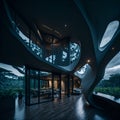 Ai generated a contemporary home featuring a sleek spiral staircase as the centerpiece Royalty Free Stock Photo