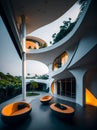 Ai generated a contemporary home featuring a stunning spiral staircase to the upper level Royalty Free Stock Photo