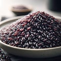 A photo of cooked rice berry on a plate by generative AI