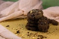 Photo cookies with chocolate granules on it as a snack menu and can be served to accompany coffee or tea, delicious and highly