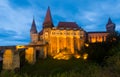 Photo of Corvin Castle which is histirical landmark on sunset
