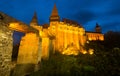 Photo of Corvin Castle which is histirical landmark on sunset