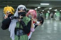 photo with cosplayers from anime Naruto, cosplayers demonstrating char Naruto, Sasuke, Sakura, and Kakashi