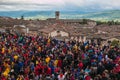 Photo of crowd in the square of Gubbio for the famous festa dei ceri, Umbria Royalty Free Stock Photo