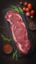 Photo Culinary elegance Raw striploin steak with a blend of spices