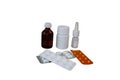 Photo cut out tablets, drugs on a white background, Isolated