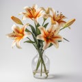 Delicate White Lily Leaves In A Vase: High Resolution Color Splash Photo Royalty Free Stock Photo