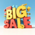Photo 3D rendered BIG SALE text, bold, striking, perfect for promotions