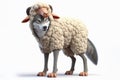 Photo 3d The wolf takes off his sheep costume Isolated on solid white background. ai generative Royalty Free Stock Photo