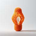 Bright Orange Knitted Lamp: A Photorealistic Surreal Still Life