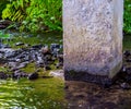 Photo of dark water flow near concrete column Royalty Free Stock Photo