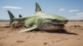 Green Great White Shark Sculpture In Australian Desert