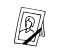 Photo of the deceased person icon. Photo of a dead man or woman with a black ribbon. Wake of the dead. Sketch vector Royalty Free Stock Photo