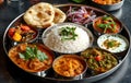 Photo of a delicious indian masala thali, gudi padwa sweets and cuisine image