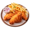 Delicious Fried Chicken Wings And Crispy French Fries