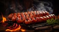 Photo of a delicious spread of grilled hot dogs on a sunny summer day