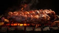 Photo of a deliciously grilled piece of meat sizzling on the barbecue