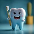 Photo Dental humor Funny tooth character, toothbrush, oral hygiene concept