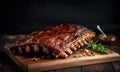 The photo depicts an attractive BBQ ribs