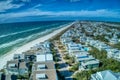 Awesome Curved-Earth Aerial of the Surf and Sand of Inlet Beach Florida Royalty Free Stock Photo