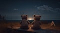 Together Under the Stars: Two Teddy Bears Stargazing