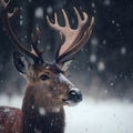 deer standing in the snowfall