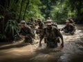 Soldiers Crossing a Treacherous River