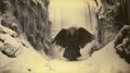 Colossal Bird Monster In Snow: A Haunting Image Of Nature\'s Majesty