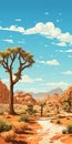 Vibrant Desert Landscape With Digital Painting Style