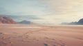 Dreamy Desert Landscape With Footprints