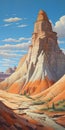 Desert Landscape Painting In The Style Of Artgerm And Cliff Chiang