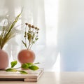 Photo of a desk with a vases with dried grasses Royalty Free Stock Photo